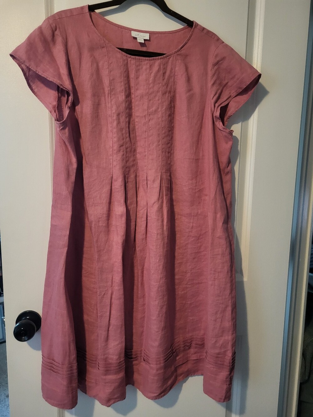 J Jill Mauve Linen Pintuck A-Line Dress